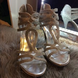 Silver glittery heels